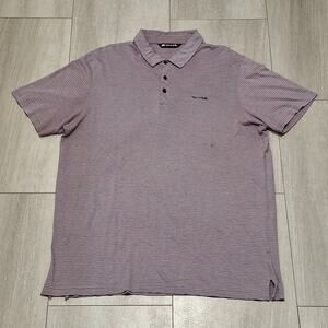 Travis Matthew Polo Shirt Men Golf Short Sleeve Striped XL Purple Pima Blend